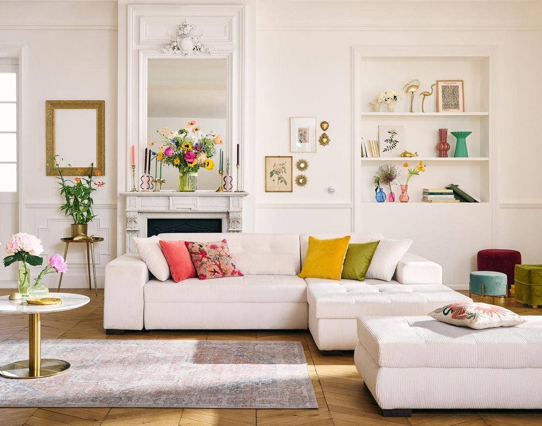 Canapé d'angle convertible Vermont 4 places avec coffre - angle droit Canapé d'angle convertible Vermont 4 places avec coffre - angle droit