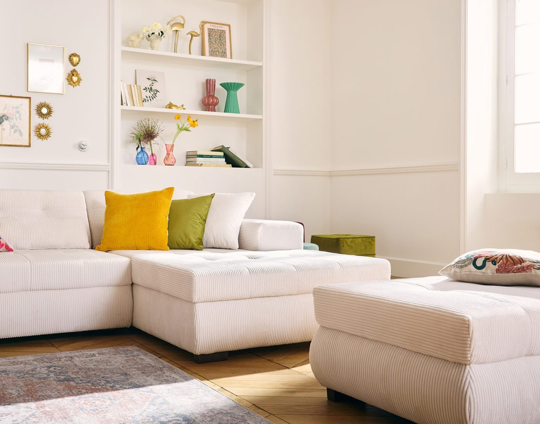 Canapé d'angle convertible Vermont 4 places avec coffre - angle droit Canapé d'angle convertible Vermont 4 places avec coffre - angle droit