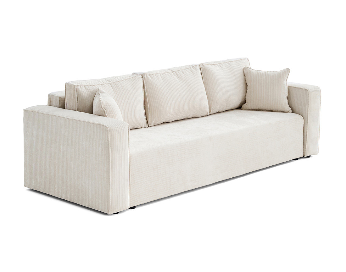 Canapé 3 places convertible avec coffre en velours côtelé plat Topaze Canapé 3 places convertible avec coffre en velours côtelé plat Topaze