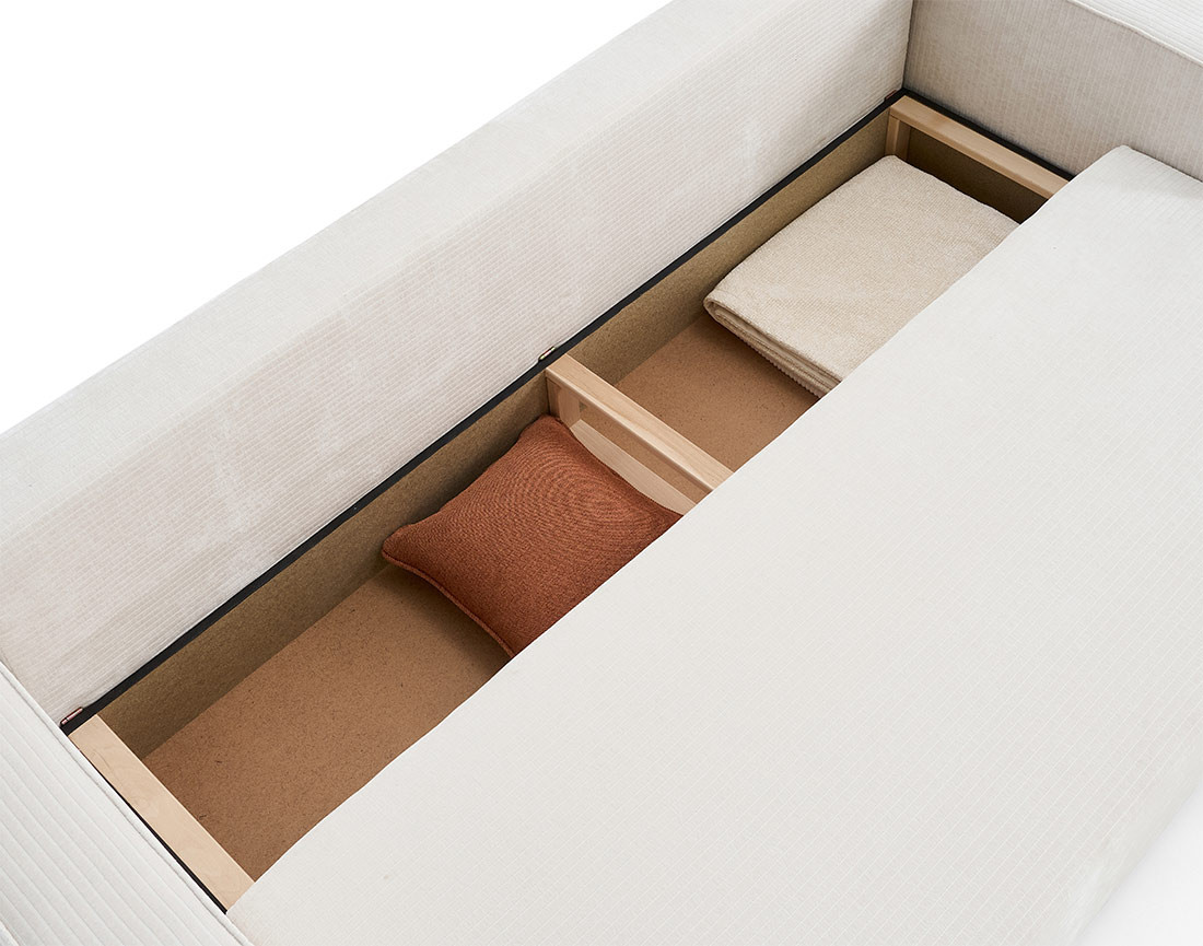 Canapé 3 places convertible avec coffre en velours côtelé plat Topaze Canapé 3 places convertible avec coffre en velours côtelé plat Topaze