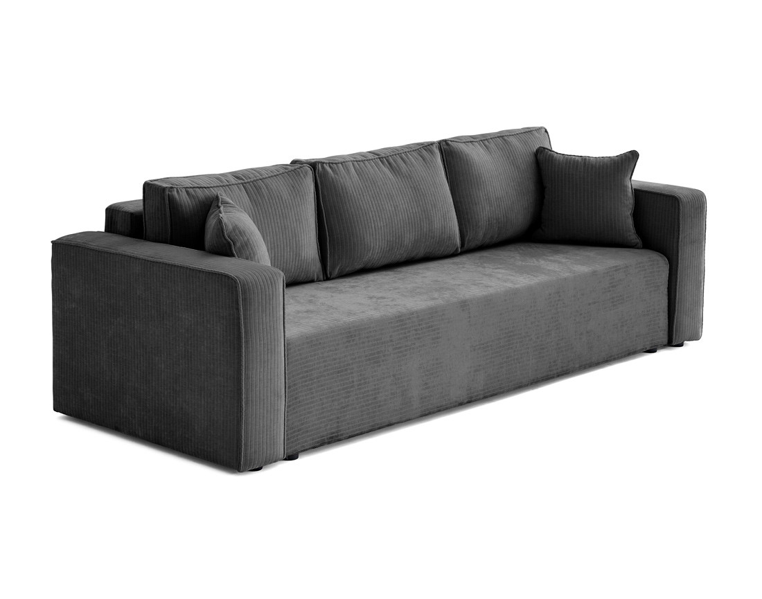 Canapé 3 places convertible avec coffre en velours côtelé plat Topaze