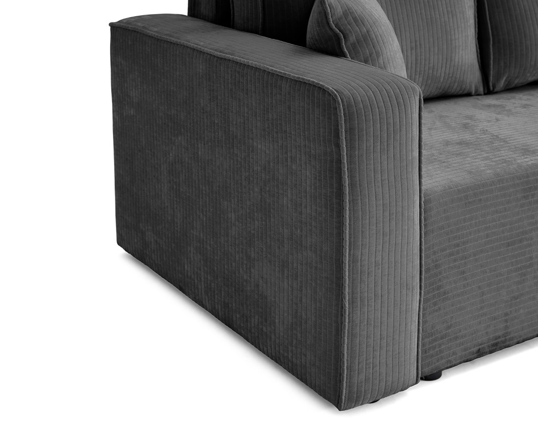 Canapé 3 places convertible avec coffre en velours côtelé plat Topaze