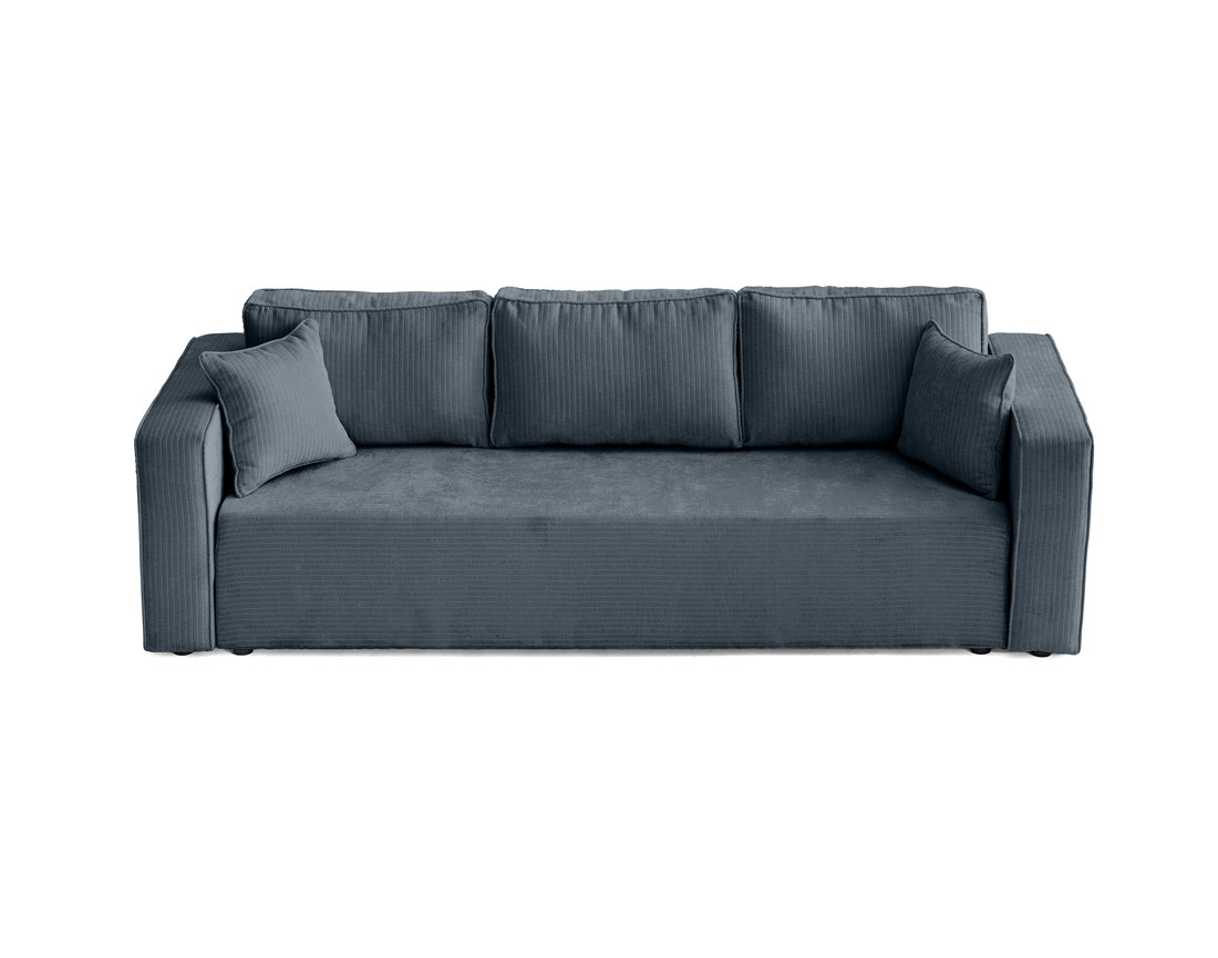 Canapé 3 places convertible avec coffre en velours côtelé plat Topaze