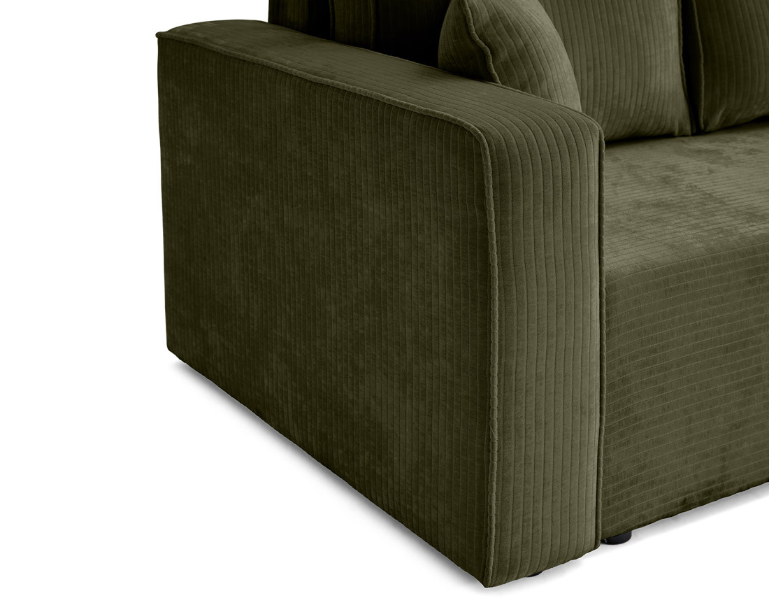 Canapé 3 places convertible avec coffre en velours côtelé plat Topaze