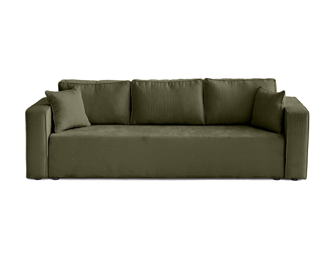 Canapé 3 places convertible avec coffre en velours côtelé plat Topaze