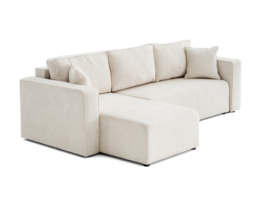 Canapé d'angle convertible avec coffre en velours côtelé plat Topaze Canapé d'angle convertible avec coffre en velours côtelé plat Topaze