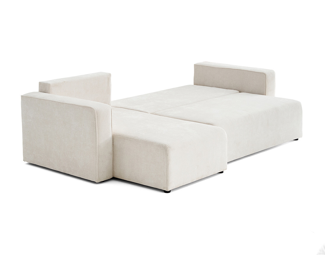 Canapé d'angle convertible avec coffre en velours côtelé plat Topaze Canapé d'angle convertible avec coffre en velours côtelé plat Topaze