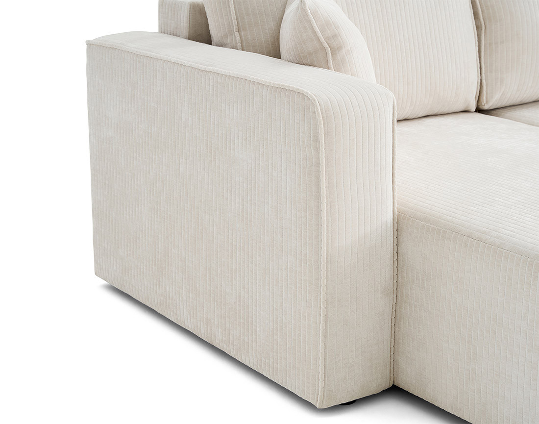 Canapé d'angle convertible avec coffre en velours côtelé plat Topaze Canapé d'angle convertible avec coffre en velours côtelé plat Topaze