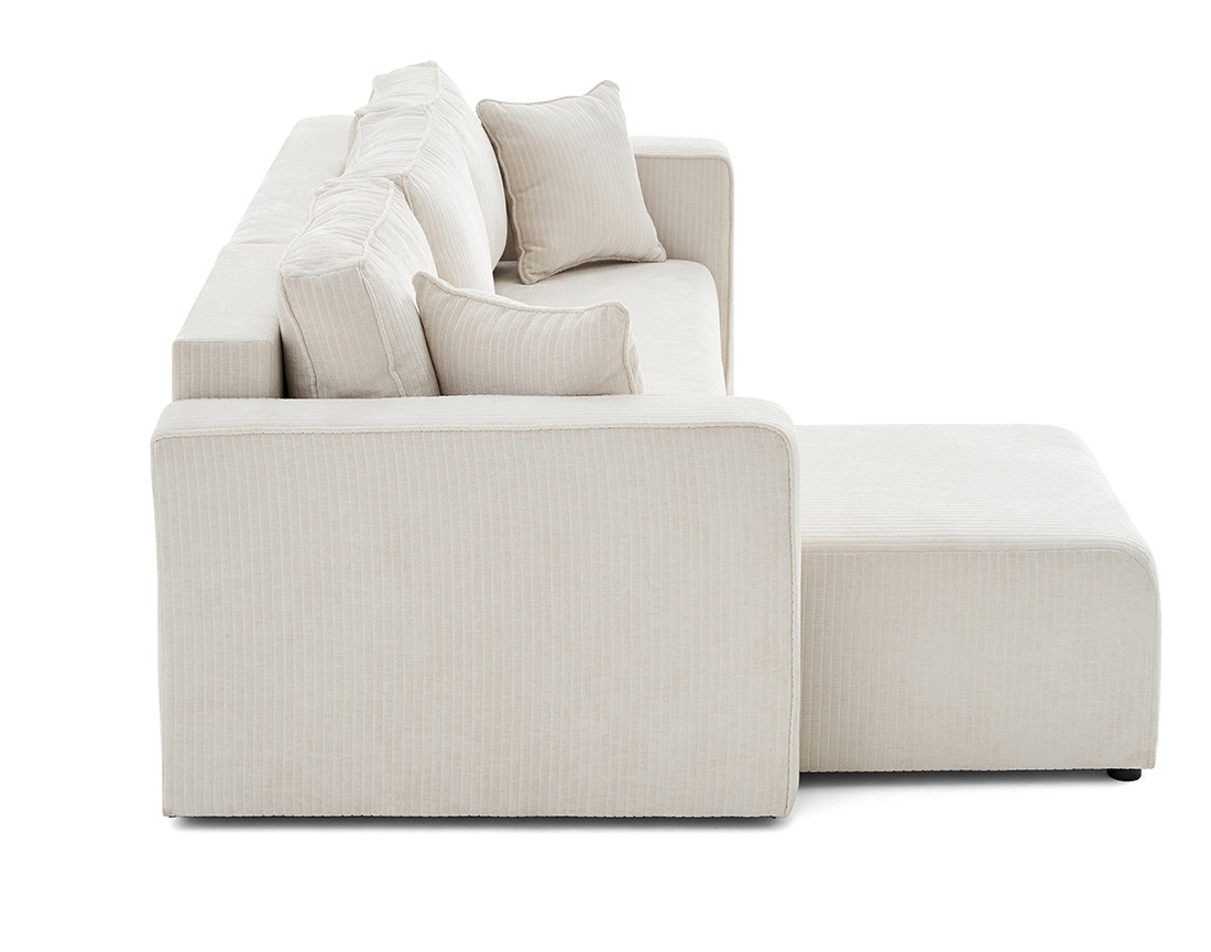 Canapé d'angle convertible avec coffre en velours côtelé plat Topaze Canapé d'angle convertible avec coffre en velours côtelé plat Topaze