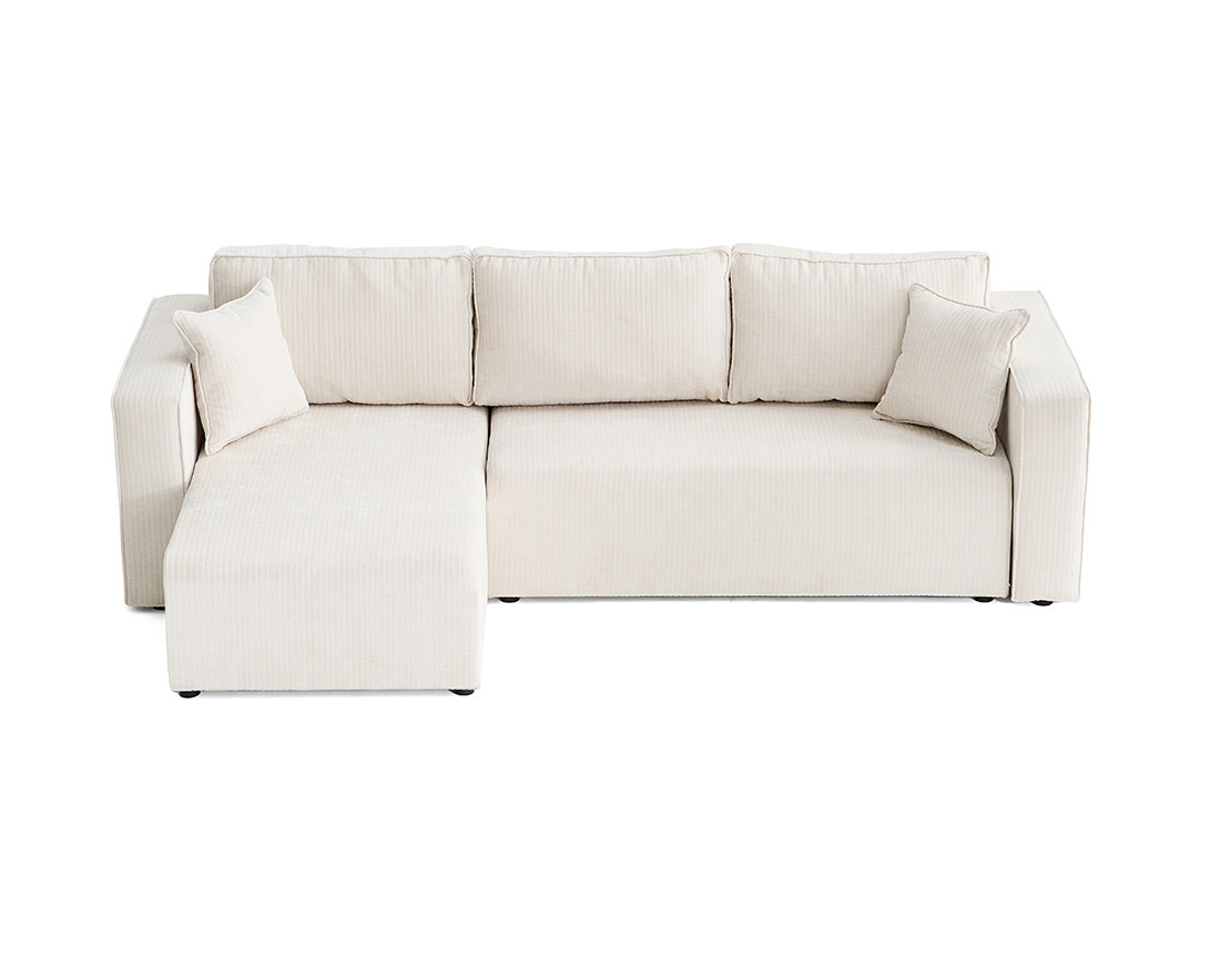 Canapé d'angle convertible avec coffre en velours côtelé plat Topaze Canapé d'angle convertible avec coffre en velours côtelé plat Topaze