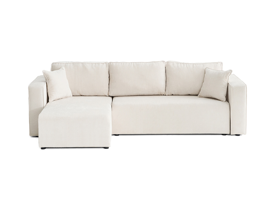 Canapé d'angle convertible avec coffre en velours côtelé plat Topaze Canapé d'angle convertible avec coffre en velours côtelé plat Topaze