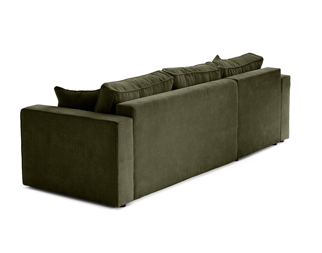 Canapé d'angle convertible avec coffre en velours côtelé plat Topaze