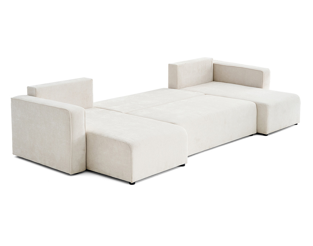 Canapé panoramique convertible avec coffre en velours côtelé plat Topaze Canapé panoramique convertible avec coffre en velours côtelé plat Topaze