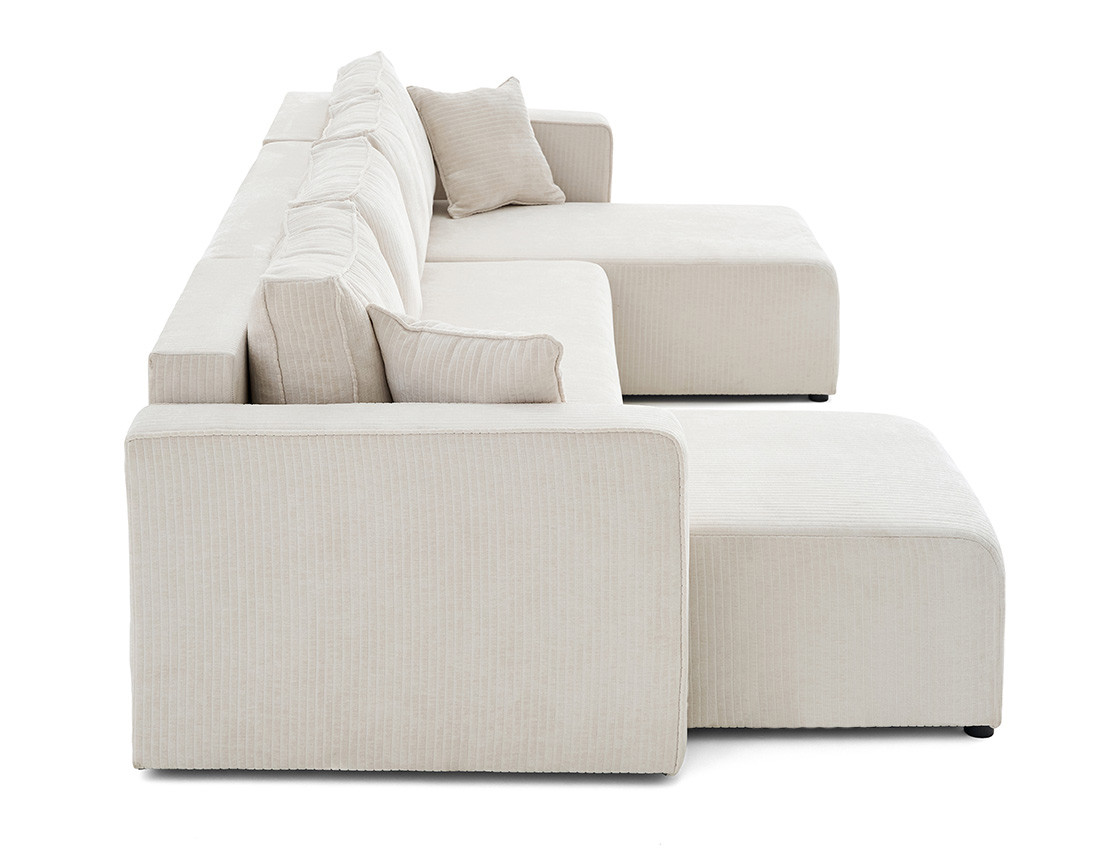 Canapé panoramique convertible avec coffre en velours côtelé plat Topaze Canapé panoramique convertible avec coffre en velours côtelé plat Topaze
