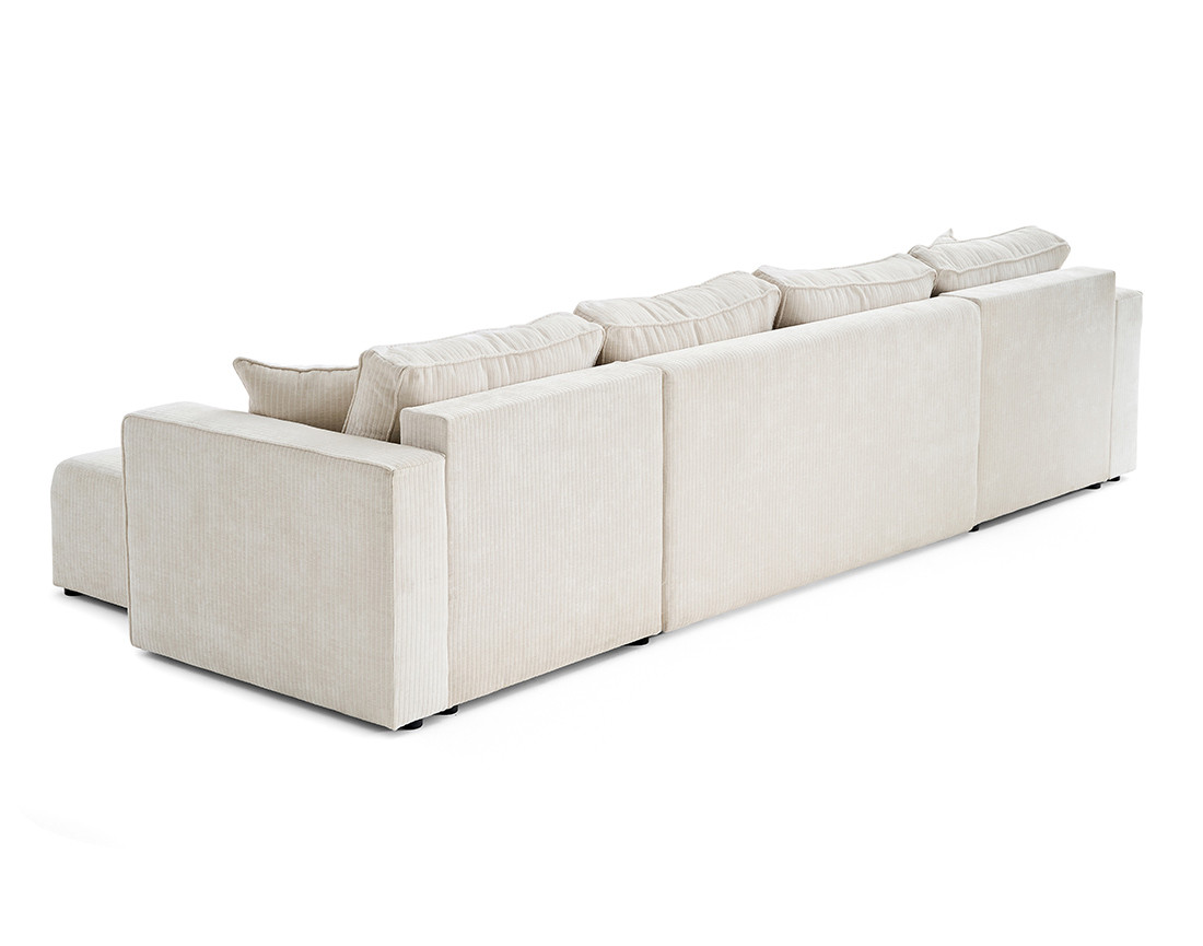 Canapé panoramique convertible avec coffre en velours côtelé plat Topaze Canapé panoramique convertible avec coffre en velours côtelé plat Topaze