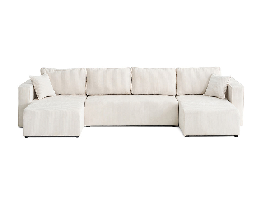 Canapé panoramique convertible avec coffre en velours côtelé plat Topaze Canapé panoramique convertible avec coffre en velours côtelé plat Topaze