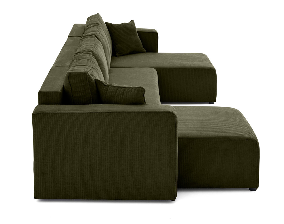 Canapé panoramique convertible avec coffre en velours côtelé plat Topaze