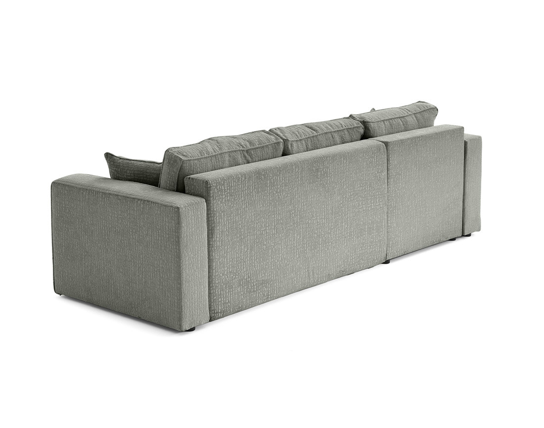 Canapé d'angle réversible 4 places convertible avec coffre en tissu velours relief Topaze Canapé d'angle réversible 4 places convertible avec coffre en tissu velours relief Topaze