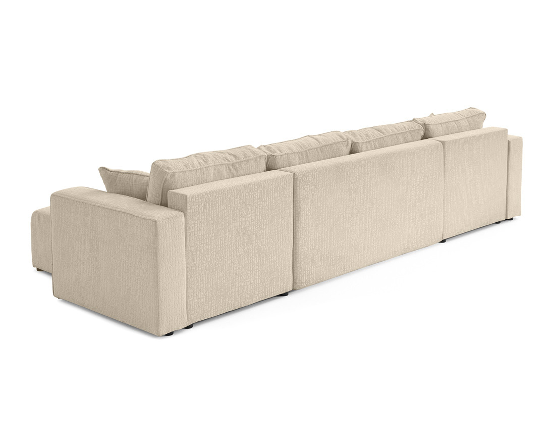 Canapé panoramique en U convertible avec coffre en tissu velours relief Topaze Canapé panoramique en U convertible avec coffre en tissu velours relief Topaze