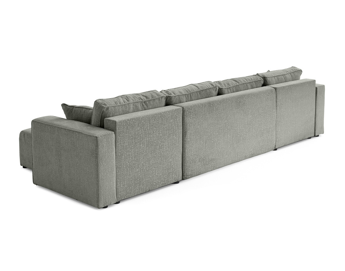 Canapé panoramique en U convertible avec coffre en tissu velours relief Topaze Canapé panoramique en U convertible avec coffre en tissu velours relief Topaze