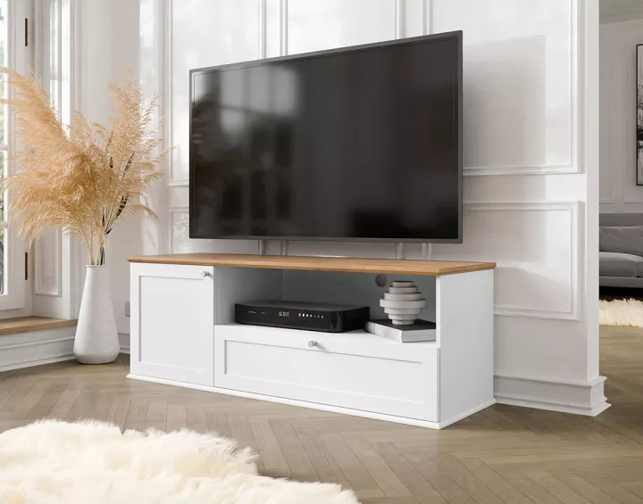 Meuble TV bois et blanc 137 cm Francesco