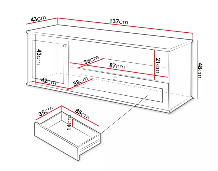 Meuble TV bois et blanc 137 cm Francesco