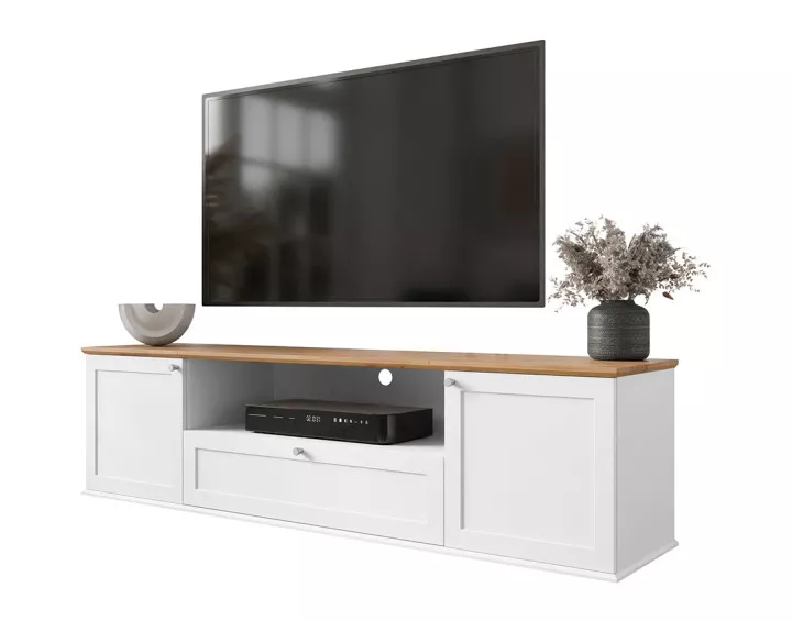 Meuble TV bois et blanc 182 cm Francesco