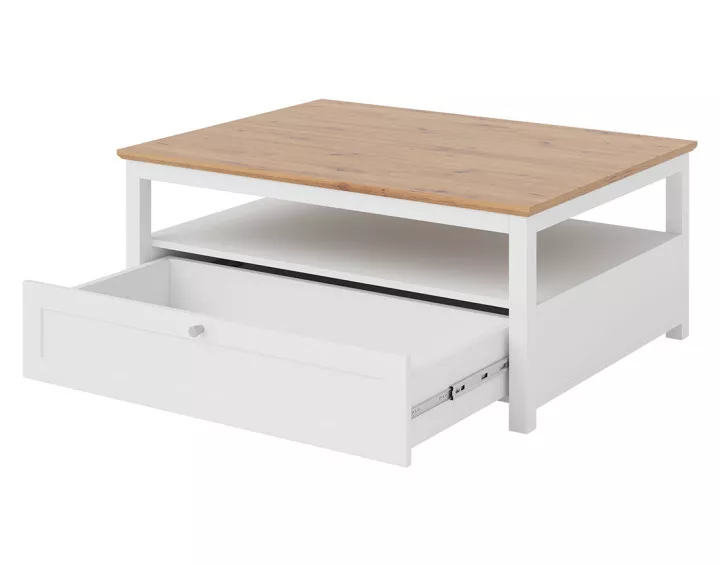 Table basse bois et blanc 104 cm Francesco