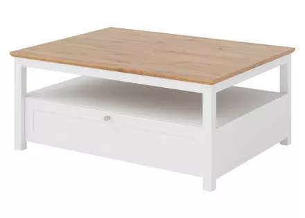 Table basse bois et blanc 104 cm Francesco