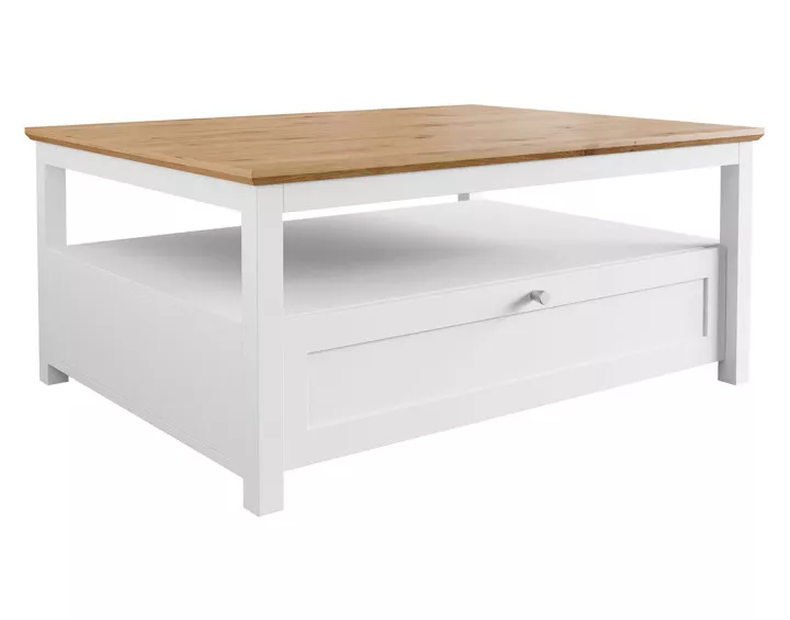 Table basse bois et blanc 104 cm Francesco