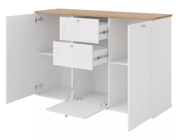 Buffet bas bois et blanc 137 cm Francesco