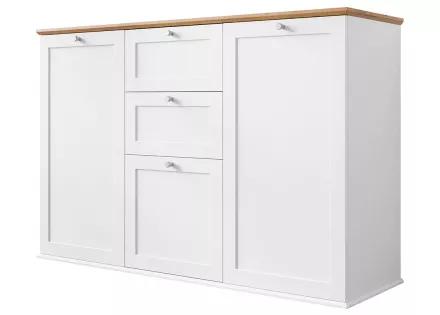 Buffet bas bois et blanc 137 cm Francesco