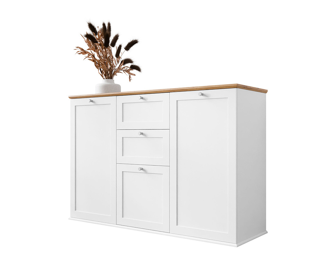 Buffet bas bois et blanc 137 cm Francesco