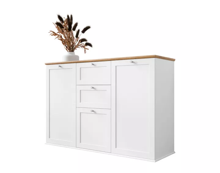 Buffet bas bois et blanc 137 cm Francesco