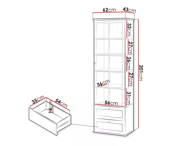 Vitrine bois et blanc 201 cm Francesco