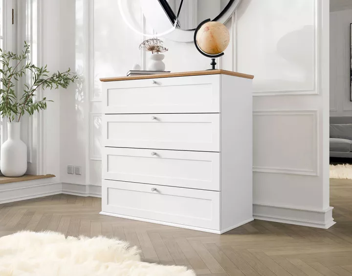 Commode bois et blanc 92 cm Francesco