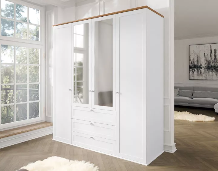 Armoire bois et blanc 182x201 cm Francesco