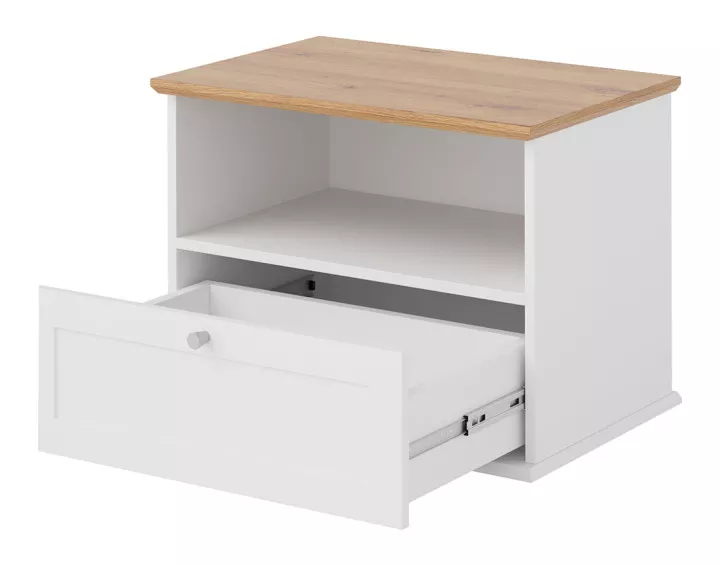 Table de chevet bois et blanc 62 cm Francesco