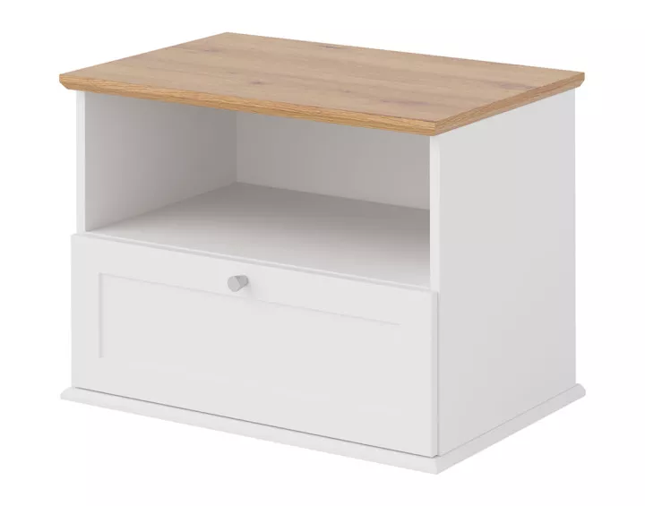 Table de chevet bois et blanc 62 cm Francesco