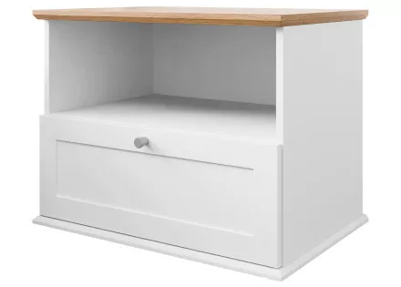 Table de chevet bois et blanc 62 cm Francesco