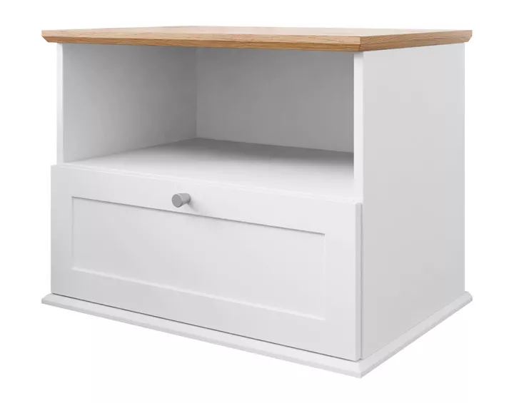 Table de chevet bois et blanc 62 cm Francesco