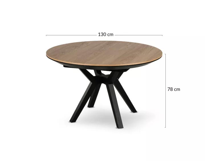 Table à manger ronde extensible en bois 130 à 224 cm Pampa