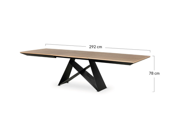 Table à manger extensible bois et noir 200 cm Capriccio