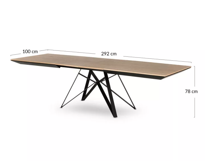 Table à manger extensible en bois et métal 200 à 292 cm Belize