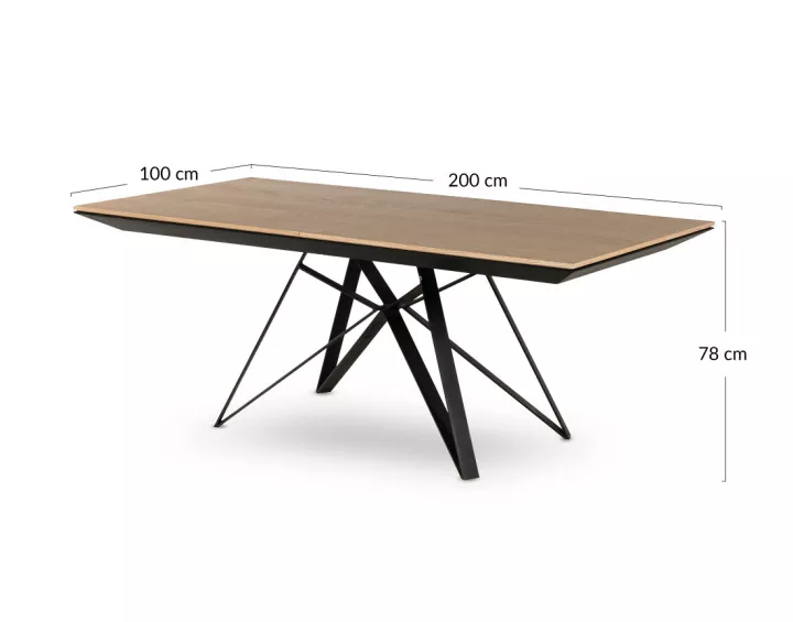 Table à manger extensible en bois et métal 200 à 292 cm Belize