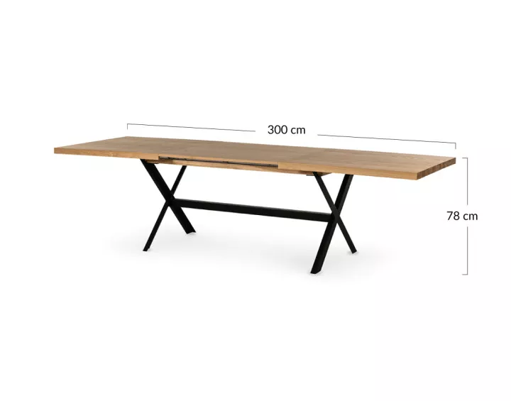 Table à manger extensible bois et métal 200 à 300 cm Giocoso