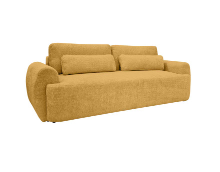 Canapé 3 places convertible avec coffre en tissu bouclette Mahina