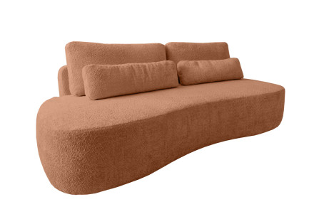 Canapé 3 places sans accoudoirs convertible en tissu bouclette Mahina