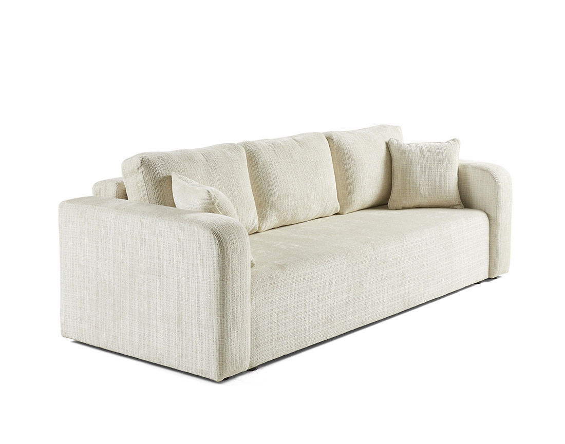 Canapé droit 3 places convertible avec coffre en velours texturé Miro Canapé droit 3 places convertible avec coffre en velours texturé Miro