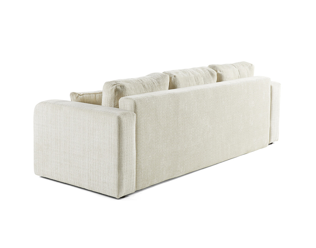 Canapé droit 3 places convertible avec coffre en velours texturé Miro Canapé droit 3 places convertible avec coffre en velours texturé Miro